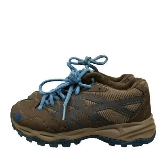 The North Face Boys Hedgehog Brown & Blue Hiking Trail Shoes 3 - Picture 2 of 8